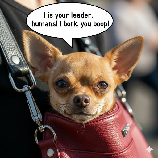 Chihuahua in red leather handbag